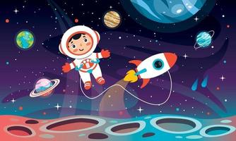 Space Background With Cartoon Character vector