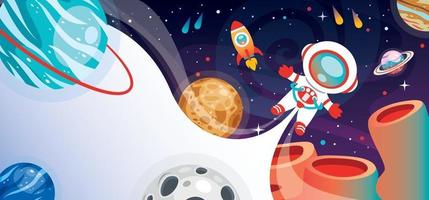 Space Background With Cartoon Character vector