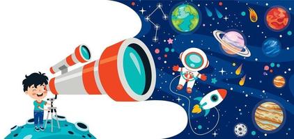 Space Background With Cartoon Character vector
