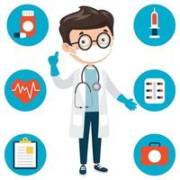 Health Care Concept With Cartoon Character vector