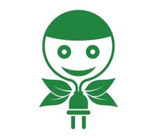 Energy ideas save the world concept Power plug green ecology vector