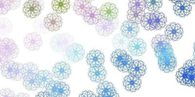 Light Blue, Red vector doodle template with flowers.