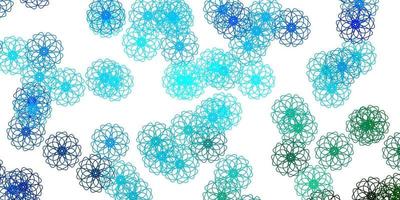 Light Blue, Green vector doodle texture with flowers.