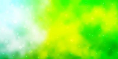 Light Green, Yellow vector background with colorful stars.