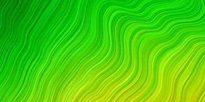 Light Green, Yellow vector background with curves.