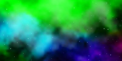 Dark Multicolor vector background with small and big stars.