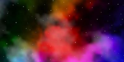 Dark Multicolor vector background with small and big stars.