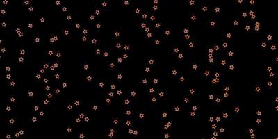 Dark Orange vector pattern with abstract stars.