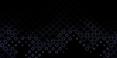 Dark BLUE vector background with bubbles.