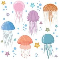 jellyfish pattern, color vector illustration on a white background