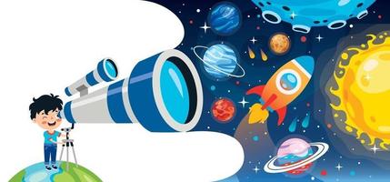 Space Background With Cartoon Character vector