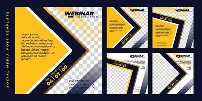 Social media post template with yellow and dark blue geometric design. vector