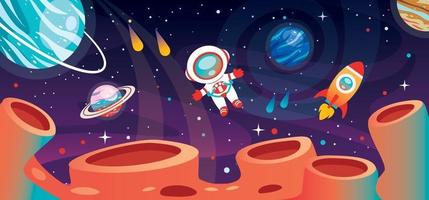 Space Background With Cartoon Character vector