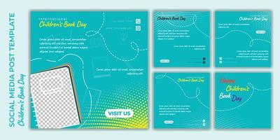 Set of Social media post template. social media template with education design for international children's book day design. vector