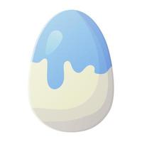 Cute realistic Easter egg painted with with blue paint on top. Can be used as easter hunt element for web banners, posters and web pages. Stock vector illustration in cartoon style isolated on white