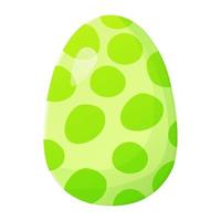 Cute realistic Easter egg painted with green handmade polka dot pattern. Can be used as easter hunt element for web banners, posters and web pages vector