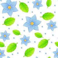 Blue spring flowers seamless pattern. Can be used as easter hunt element for web banners, posters and web pages. Stock vector illustration in cartoon realistic style