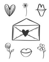 Sketch and note on love or Saint Valentines Day theme. vector