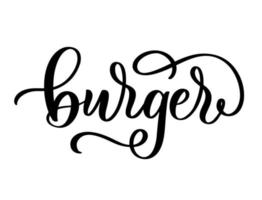 diseño de logotipo de comida con letras a mano de hamburguesa. vector