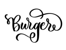Burger Hand lettering food logo design. vector