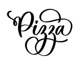 pizza elegante logotipo de letras escritas a mano. vector