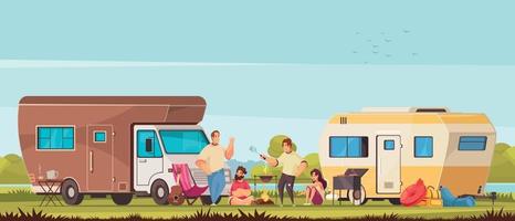 Camping Cartoon Composition vector