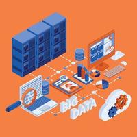 Big Data Isometric Flowchart vector