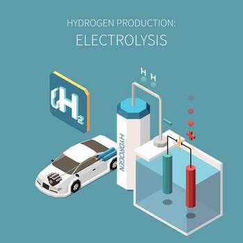 Hydrogen Energy Generation Isometric Composition vector