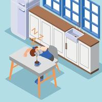 Early Morning Awakening Isometric Background vector