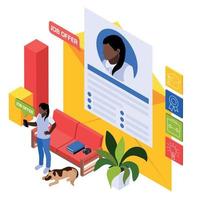 Job Offer Isometric Composition vector