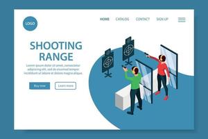 Shooting Range Isometric Web Site Banner vector