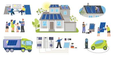 Solar Energy House Set vector