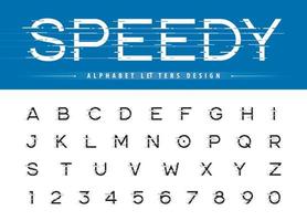 Abstract Speed Letter fonts, Modern Glitch Alphabet Letters and numbers vector