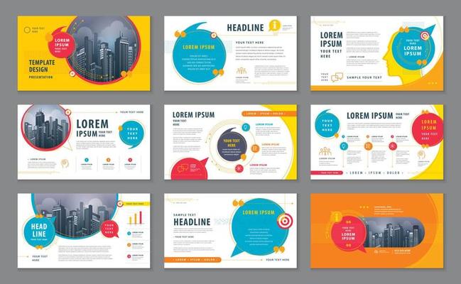Modern Presentation Templates, Infographic Colorful speech bubble elements Template design set for Brochures, flyer, leaflet, Website design