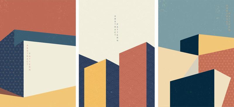 Architecture background with Japanese pattern vector.Geometric elements with abstract modern illustration template.