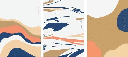 Abstract art background with Japanese wave pattern vector. Mountain forest template with curve elements. vector