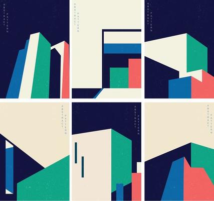 Abstract architecture background with geometric pattern with modern building cover set background