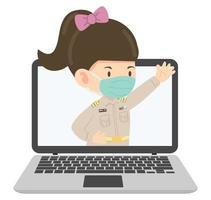 Woman Thai teacher Online Education Classroom vector