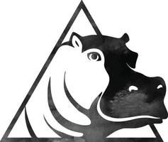 logotipo de triángulo de hipopótamo animal acuarela vector