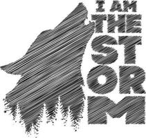 storm shirt wolf design vector