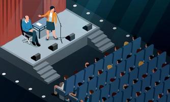 Isometric Conference Stage Composition vector