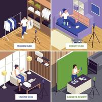 Blogger Vlogger Isometric Set vector