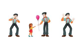 Clown Performer Characters Set vector