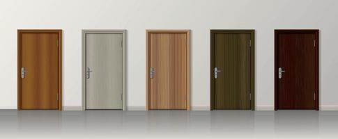 Realistic Wooden Doors Set vector