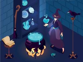 Isometric Wizard Magic Composition vector