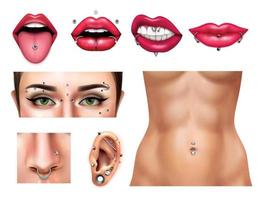 Piercing Realistic Set vector