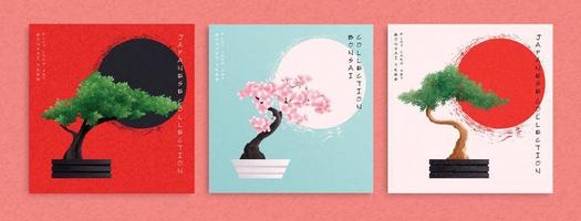 Bonsai Trees Cards vector
