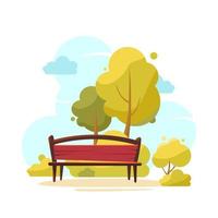 A bench and trees in the park vector
