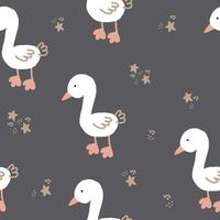 cute goose seamless pattern hand drawn. , minimalism, trending colors 2022. wrapping paper, textiles, background, wallpaper. children clipart, animals, birds. vector