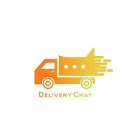 delivery logo with a chat theme to simplify or speed up communication in shipping goods vector